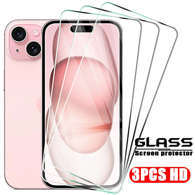 3pcs-HD Screen Protector and Case with Tempered Glass for iPhone Models