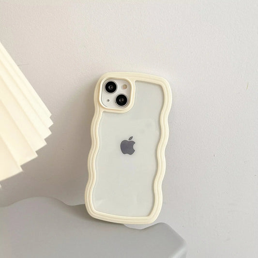 Transparent Curly Wave Stötsäkert fodral för iPhone-modeller