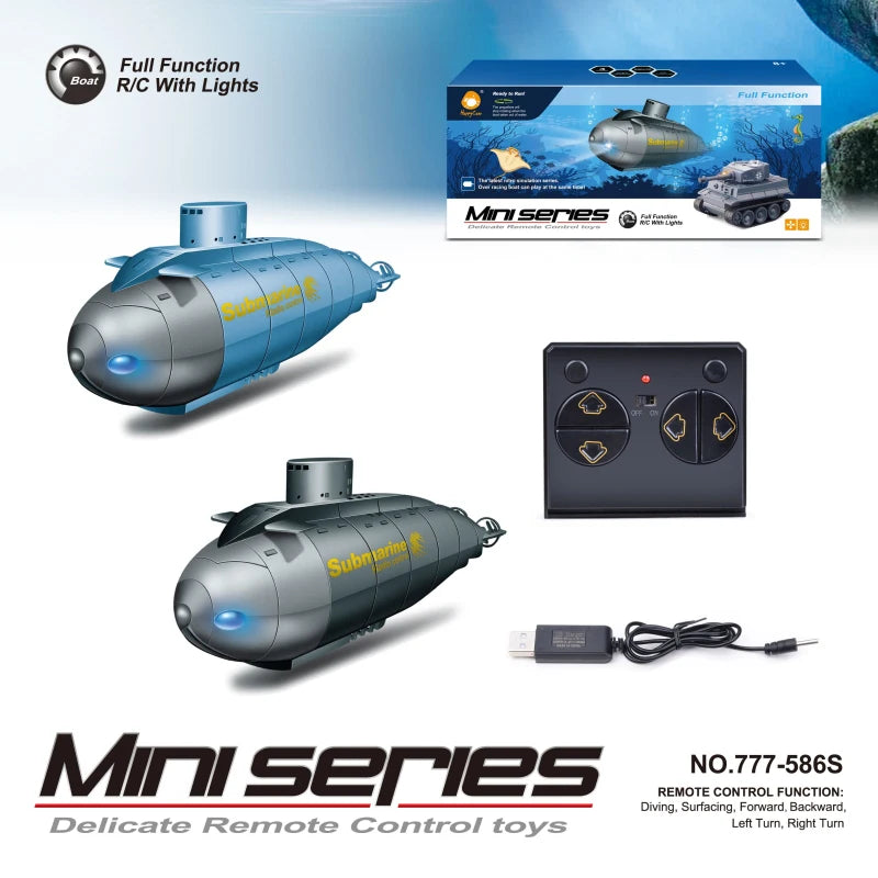 Remote Control Submarine LED Lights Electric Water Boat RC Ship Simulation Submarine Underwater Model Boys Toy Children's Gift