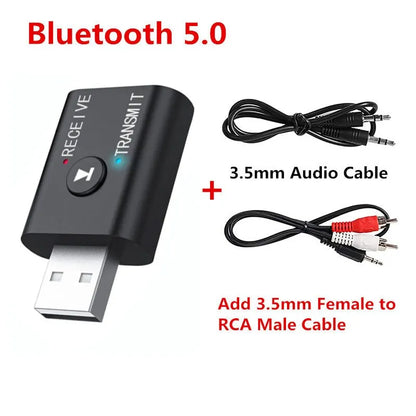 Bluetooth 5.0 Audio Transmitter Receiver 3,5 mm AUX Jack RCA USB Dongle Stereo trådlös adapter för TV Bilsats Högtalarhörlurar