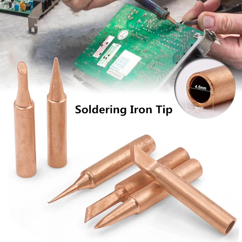 7pcs Copper T Soldering Iron Tip Set Electric Soldering Iron Lead-free Welding Tips Head BGA Soldering Tools Welding Tips