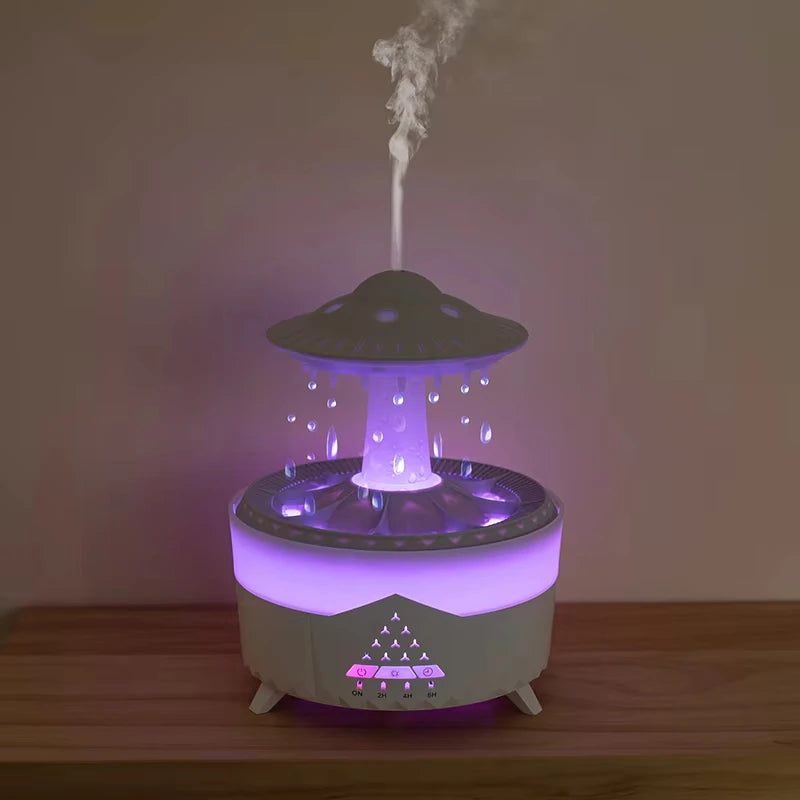 Rain Cloud Night Light Humidifier – Raining Water Drop Sound, 7 Color LED Light, Essential Oil Diffuser Aromatherapy