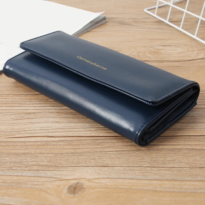 Fashion Women PU Leather Long Wallets Multi-functional Fold Purse Fresh Female Clutch Card Holder