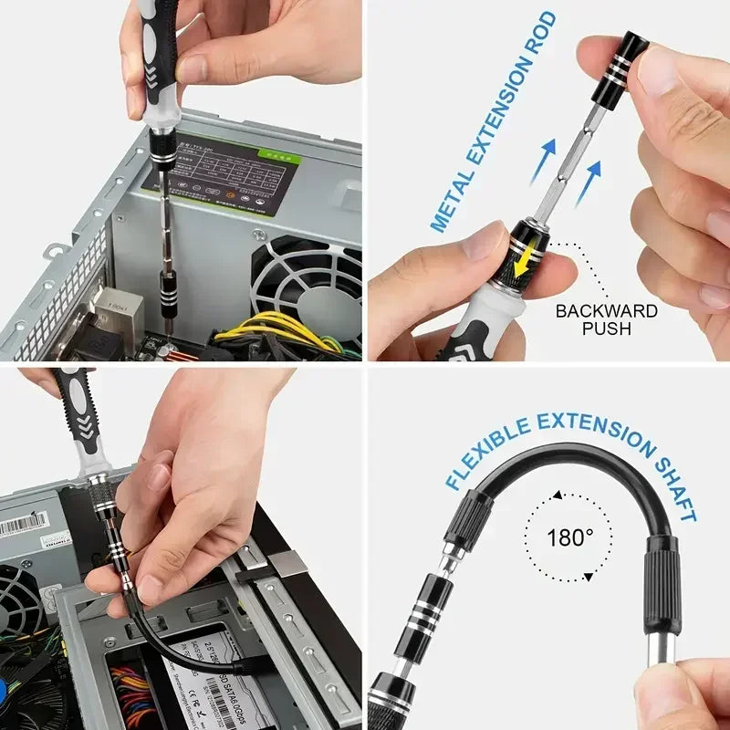 Elektronikskruvmejselsats 115 i 1 precisionsskruvmejselverktyg Mutterdragare Professionella magnetiska reparationsverktyg Laptopreparation