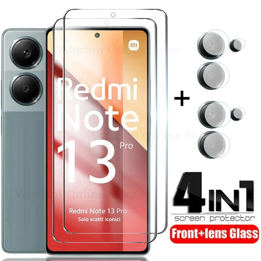 4-i-1 härdat glas för Xiaomi Redmi Note 13 Pro 4G 5G 13Pro+ Note13 Pro Plus Kameralinsfilm Skyddande skärmskydd