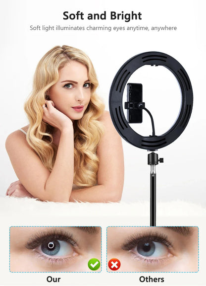 10inch Selfie Ring Light, Photography Fill Light Led Ring Lamp Ringlight for Video Recording Live Broadcast Selfie Led Lamp