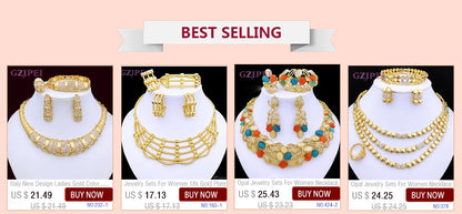 Luxury Jewelry Set For Women High Quality 18K Gold Plated Dubai Jewelry Necklace Earring Ring Bracelet Trending