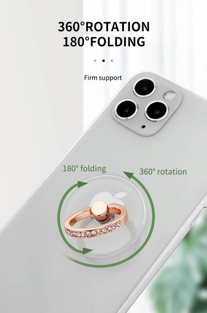 Mobile Phone Ring Holder Transparent Telephone Cellular Support  Diamond Clear 360 Degree Socket Stand SmartPhone Accessories