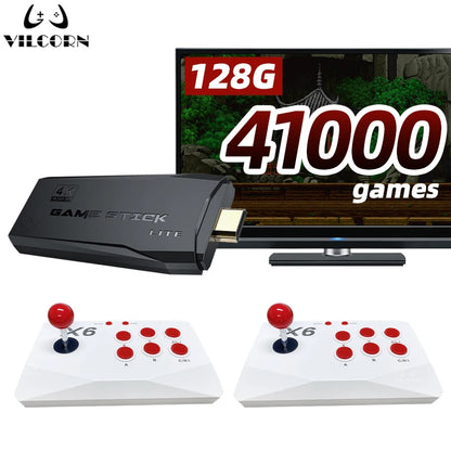 VILCORN Arcade Video Game Console 4K TV Game Stick med Double Arcade Joysitck 41000-spel för MAME/Sega/PS1/Atari Kid Gift