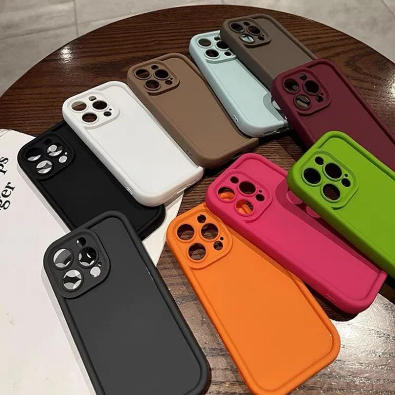 Luxury Candy Color Silicone Case For iPhone 11 13 12 14 15 16 Pro Max 15 Pro XS XR XS Max 7 8 14 PLUS SE 2022 Shockproof Cover