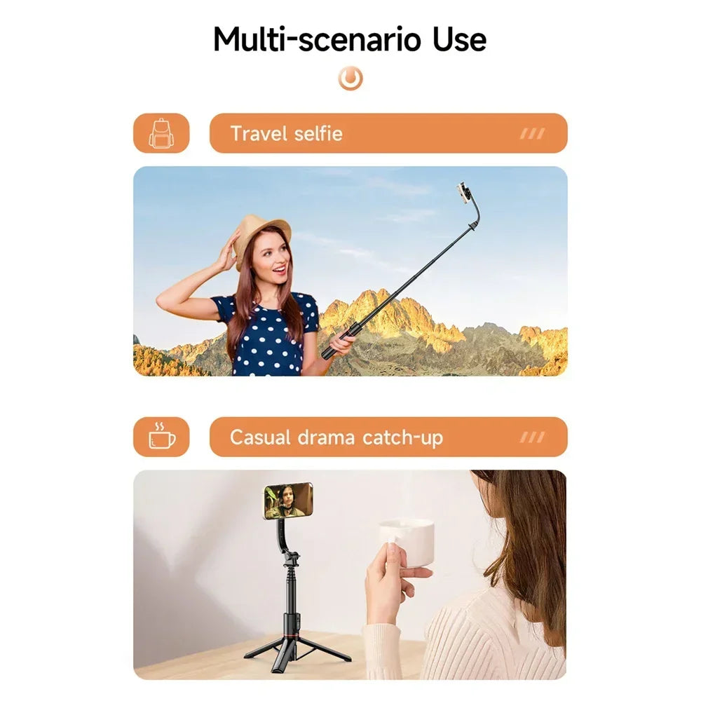 Magnetic Mini Extendable Selfie Stick Tripod Holder Stand with Bluetooth Wireless Remote for Magsafe IPhone 15 Android Monopod