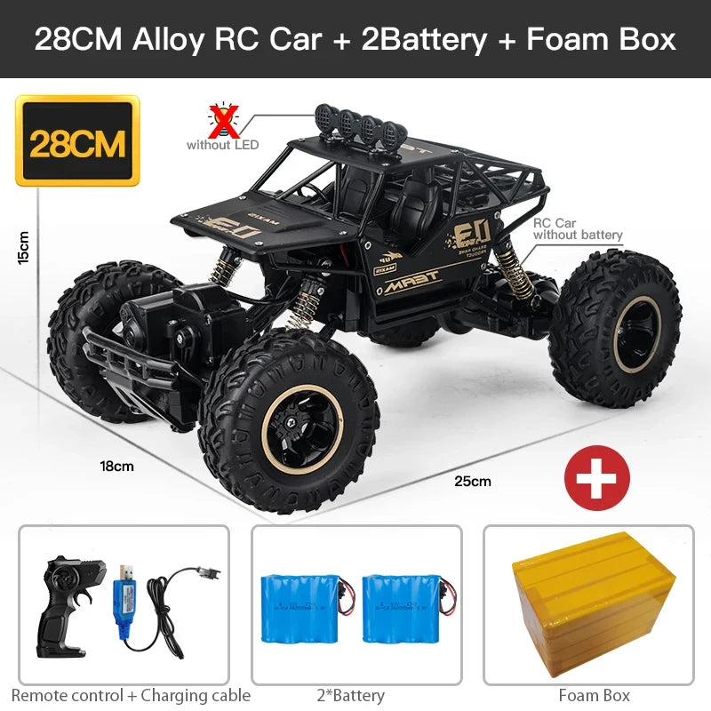 4WD RC-bil med LED-lampor – 2,4G radiofjärrkontroll terrängvagnar, perfekt för pojkleksaker och barngåvor