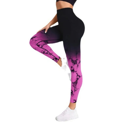 Sömlösa leggings med hög midja gradient för kvinnor med sömlös rumpa