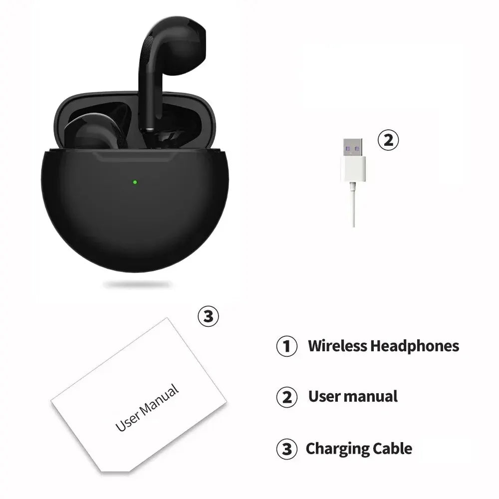 Original Air Pro 6 TWS trådlöst Bluetooth-headset 5.3 hörlurar Minihörlurar med mikrofonladdningsbox för Xiaomi iPhone-hörlurar