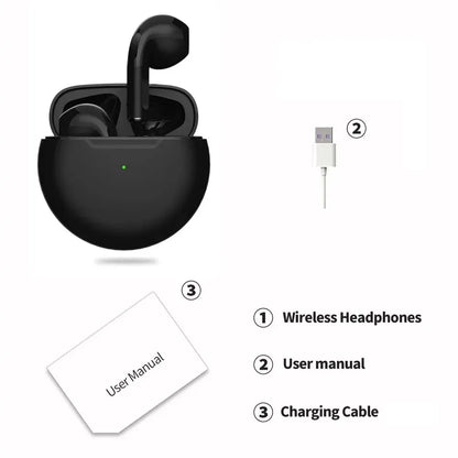 Original Air Pro 6 TWS trådlöst Bluetooth-headset 5.3 hörlurar Minihörlurar med mikrofonladdningsbox för Xiaomi iPhone-hörlurar