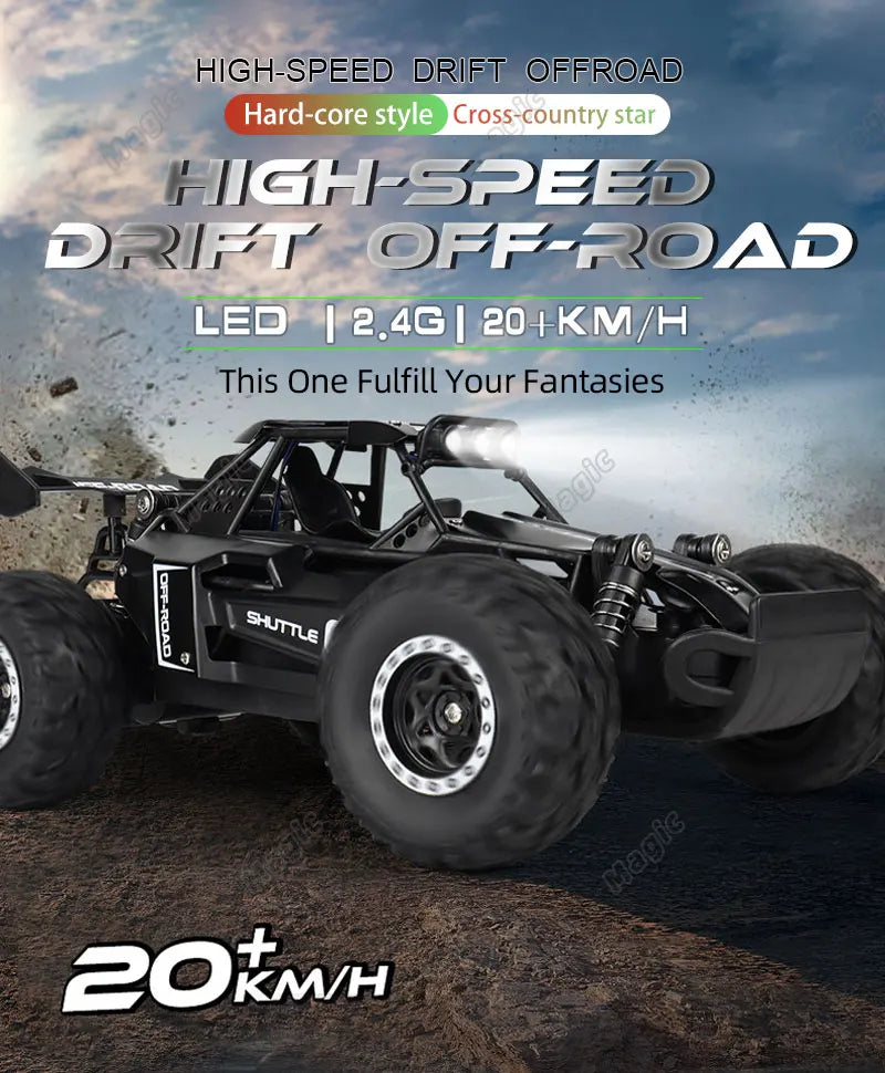 2.4GHz RC Car: High-Speed, Off-Road Climbing, LED Lights