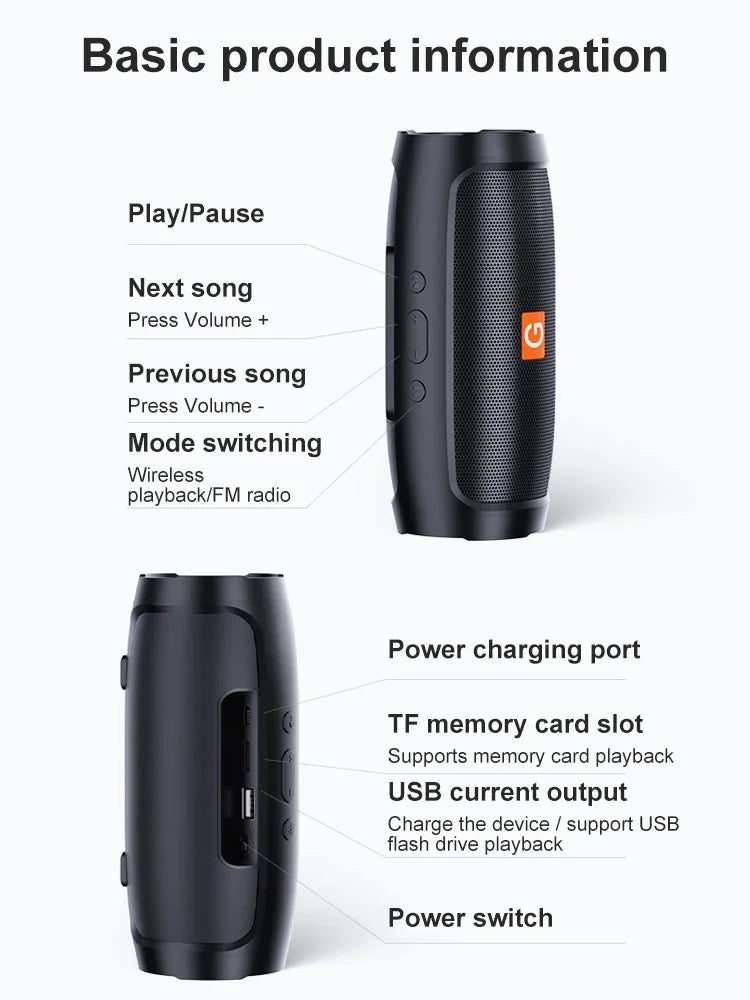 TF USB Bluetooth-högtalare Dubbla högtalare Stereo Utomhus Tfusb-uppspelning Fm Röstsändning Bärbar subwoofer Trådlös högtalare