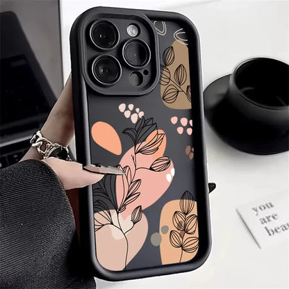 Abstract Plants Phone Case for iPhone Models, Soft Silicone Matte Back Cover