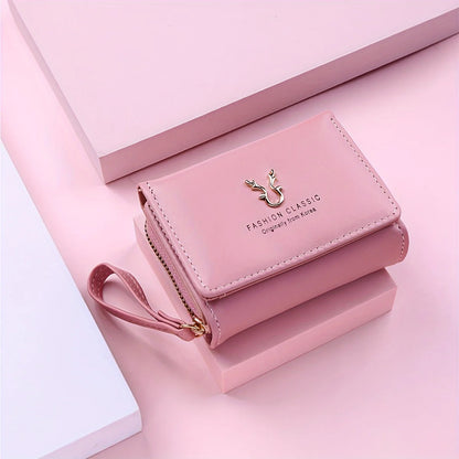 Classic Fashion Three Fold Wallet Coin Card Storage Women's Casual Student Small and Large Capacity