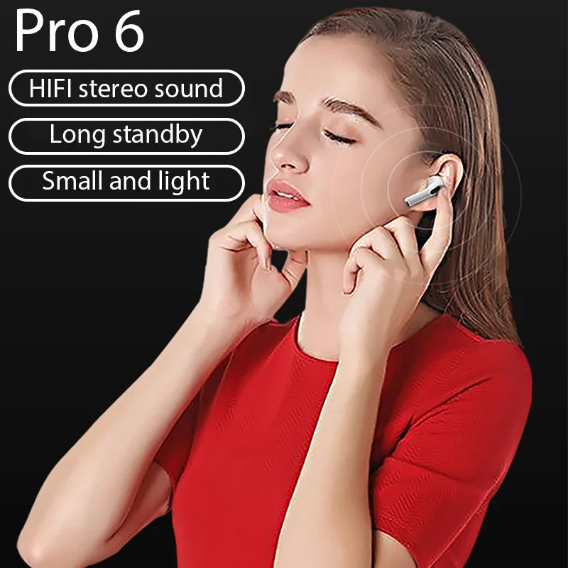 Original Pro 6 TWS Wireless Bluetooth Earphones Headphones Mini Fone Earphone Stereo Sport Headset For Xiaomi Android Earbuds