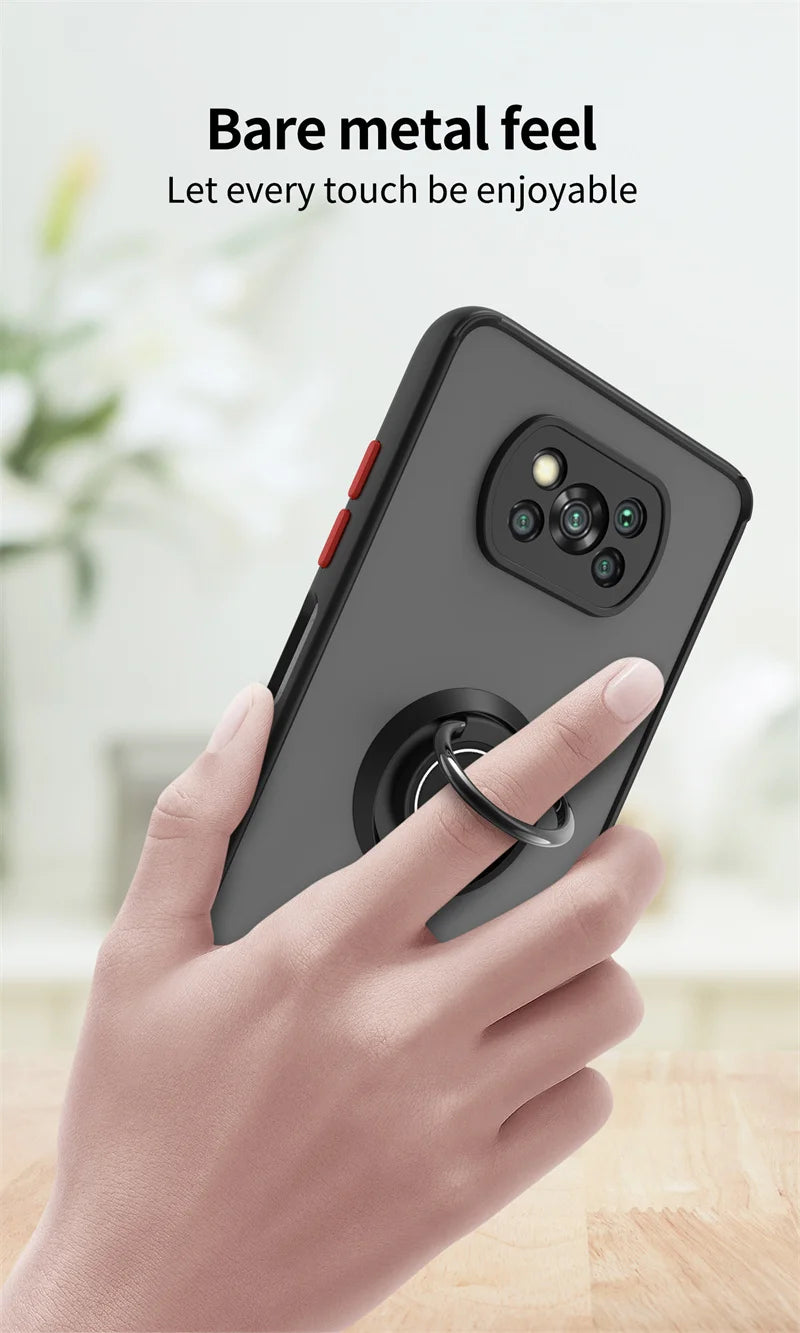 Stötsäkert fodral för Xiaomi Poco X3 Pro, magnetisk bilhållare Ringställ Telefonskydd för Poco X3 NFC, X3 Pro, Poco X3 Pro