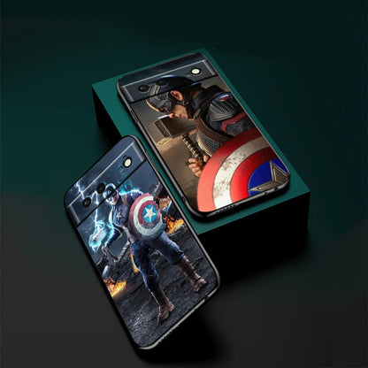 Marvel America Captain Cool Case For Google Pixel: Black Silicon Shockproof Shell Cover