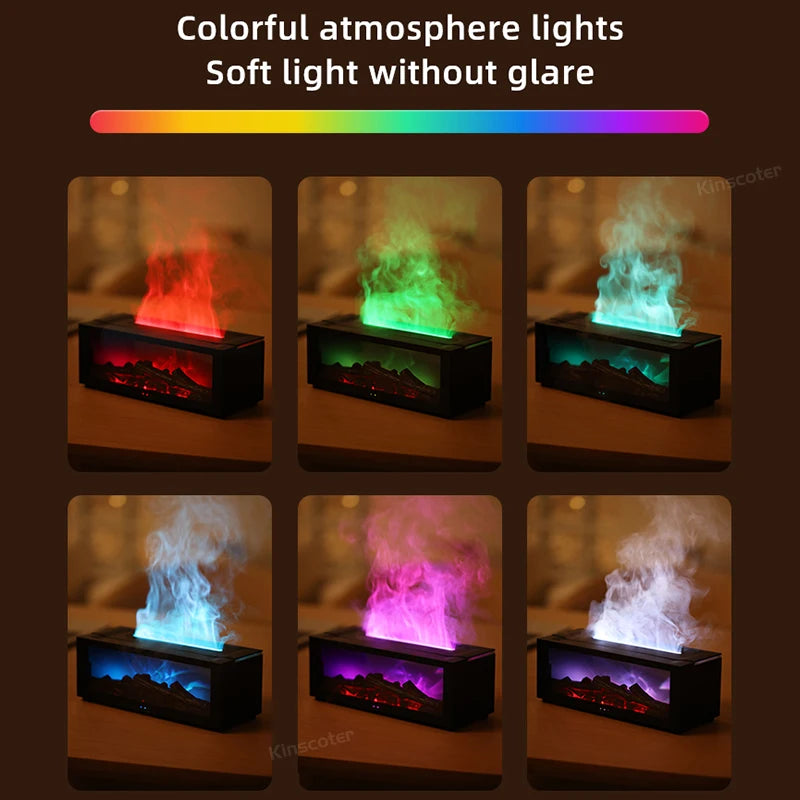 Fireplace Aroma Diffuser – Colorful Flame Air Humidifier with Timer, Remote Control, and Waterless Auto Off for Home or Office