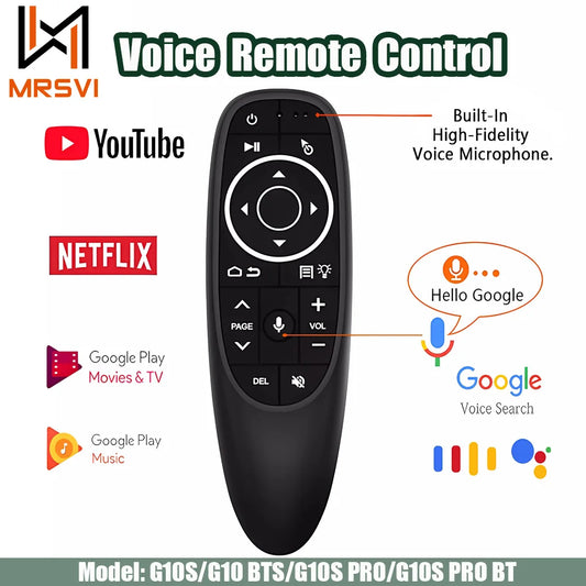 G10S Universal Voice Remote Control 2.4G trådlös bakgrundsbelyst IR-inlärning med Gyroscope Air Mouse Control för Android TV PC