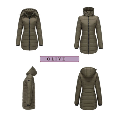 Long Quilted Puffer Jacket for Women in Bold Colors