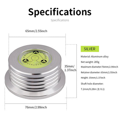 YYAUDIO Universal 60Hz LP Vinyl skivspelare Skivspelare Stabilisator med nivå aluminiumlegering Viktklämma Musikspelare