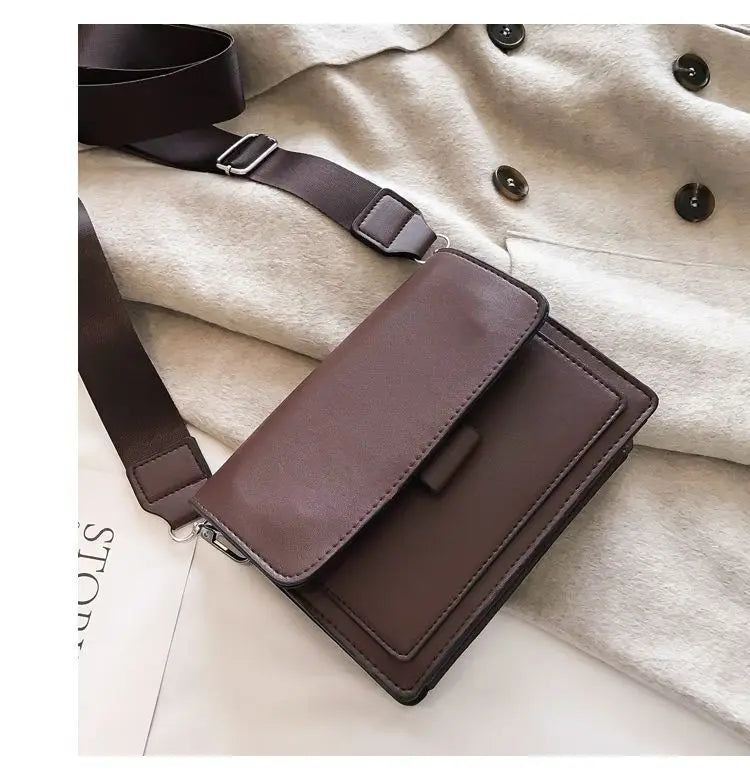 Klassisk designväska i PU-läder Crossbody-väska för kvinnor – Handväska med resehandtag, modeaxelväska, liten väska med flik för damer