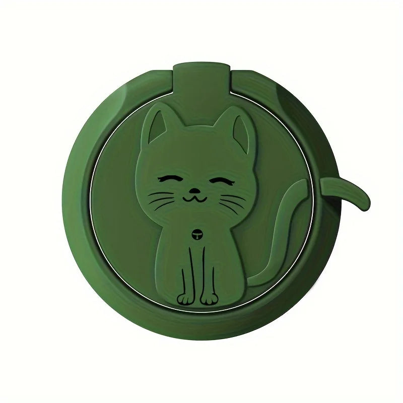 Rotate Metal Ring Holder Cute Cartoon Cat Finger Ring Mobile Phone Round Mount Stand for IPhone 15 Samsung Huawei Xiaomi Redmi