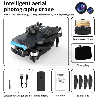 MHD H10 Foldable Brushless Drone 6K HD Dual Camera Optical Flow WiFi Professional Aerial Photography One Key Control Outdoor Toy