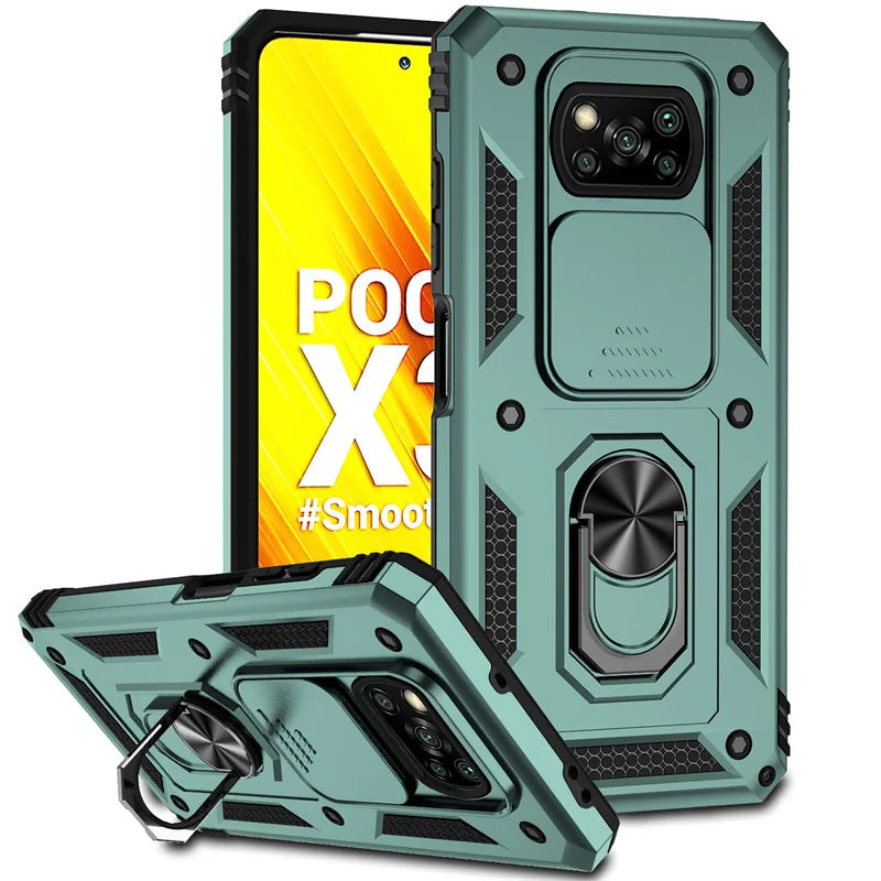 Stötsäkert Pansarfodral för Xiaomi Pocophone Poco X3 Pro, Bilhållare Telefonskydd för Poco X3 NFC, X3 Pro, Kameralinsskydd Funda