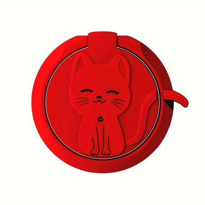 Rotate Metal Ring Holder Cute Cartoon Cat Finger Ring Mobile Phone Round Mount Stand for IPhone 15 Samsung Huawei Xiaomi Redmi