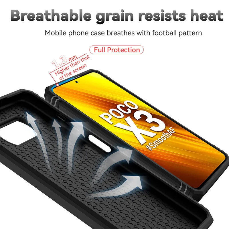 Shockproof Armor Case for Xiaomi Pocophone Poco X3 Pro, Car Holder Phone Cover for Poco X3 NFC, X3 Pro, Camera Lens Protection Funda