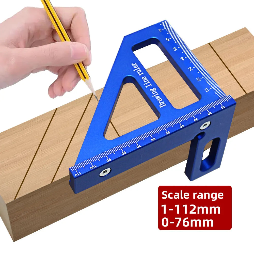 Carpenter Square -Woodworking Square Protractor Aluminum Miter Triangle Ruler 3D Multi Angle 45/90 Degree Layout Measuring Ruler