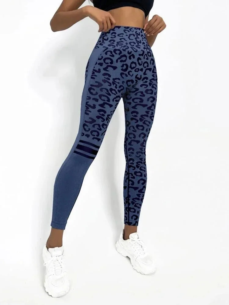 Women's High Waist Seamless Leopard Leggings with Hip Lift