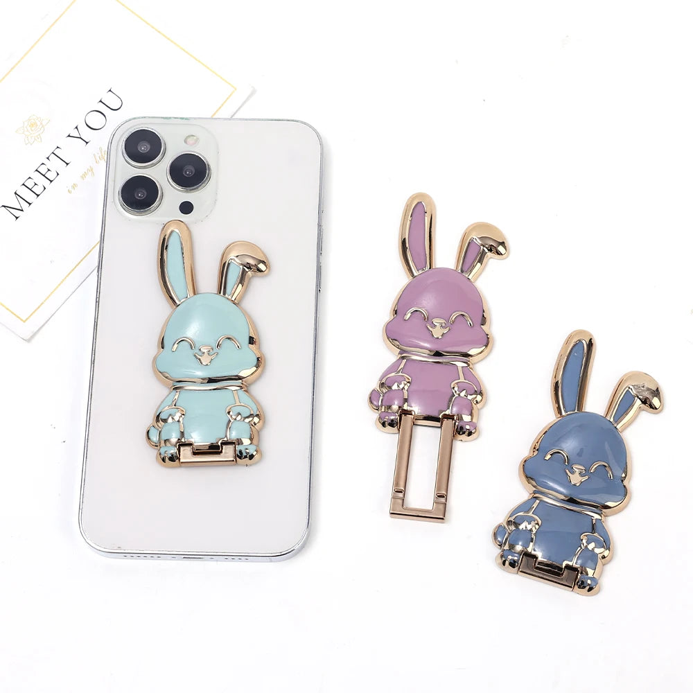 Bunny Finger Ring Holder Mini Pull Rod Phone Stand Universal Phone Fold Lazy Buckle Three-dimensional Back Sticker Pad Bracket