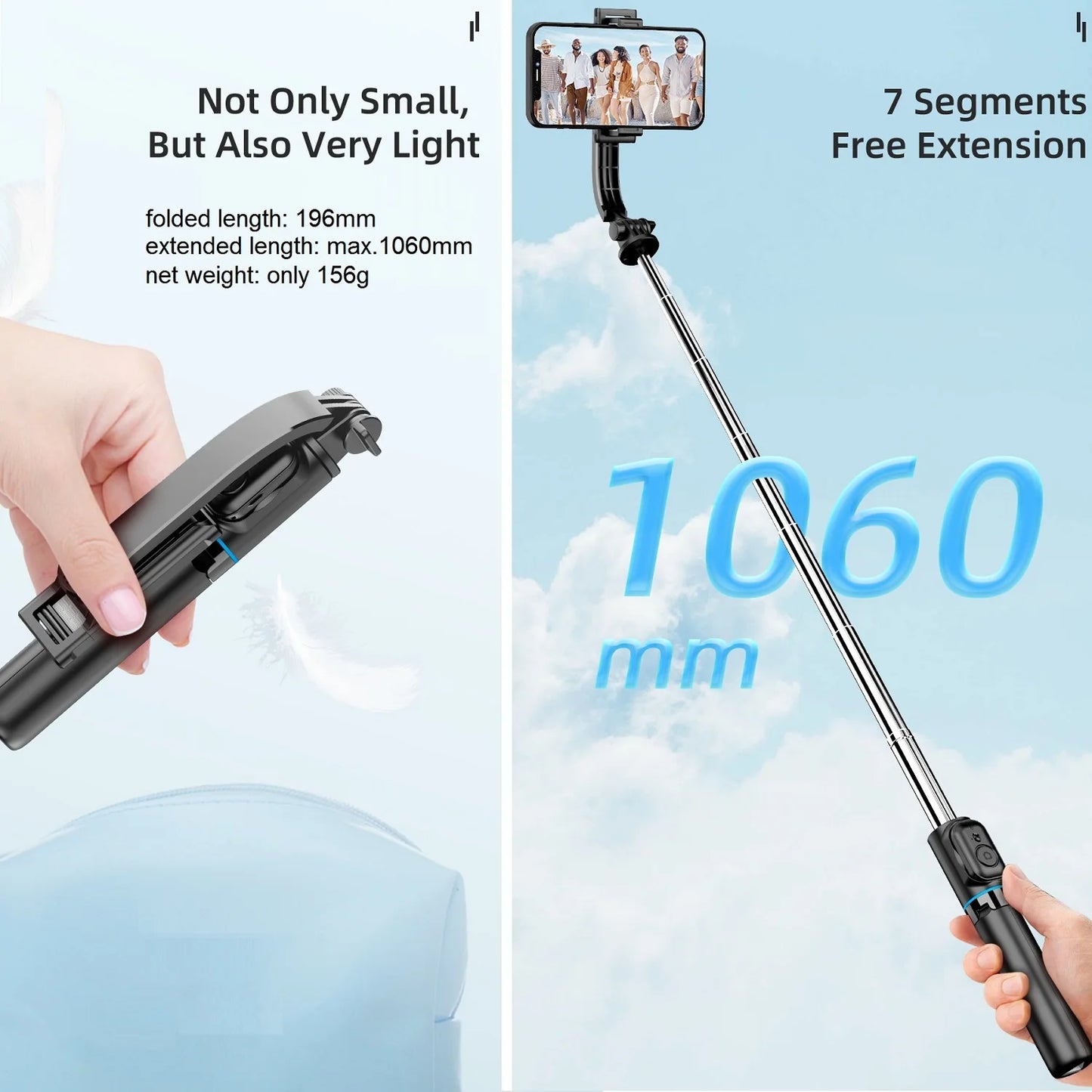 Selfie Stick with Tripod Stand and Remote, 42" Extendable Selfie Stick for iPhone 15 14 13 12 Pro Max Android Galaxy S23 S22