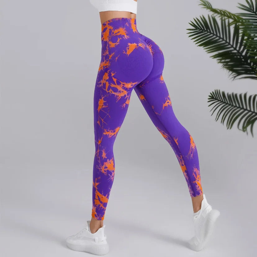 Kvinnors hög midja Tie-Dye Yoga Leggings i 26 färger