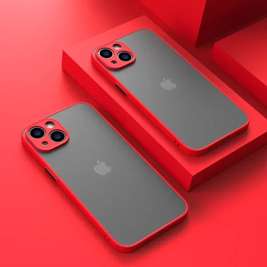 Red Matte Soft Silicone Shockproof Case For iPhone