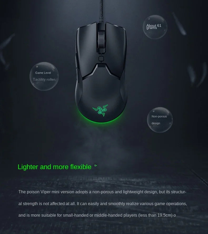 RAZER Venomous Mini Cable Gaming Competitive Mouse Special Edition 8500DPI optisk sensor Ljuskabel datorperiferi