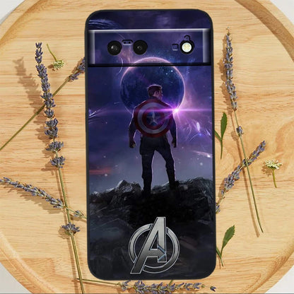 Marvel America Captain Cool Case för Google Pixel: Svart Silicon Shockproof Shell Cover