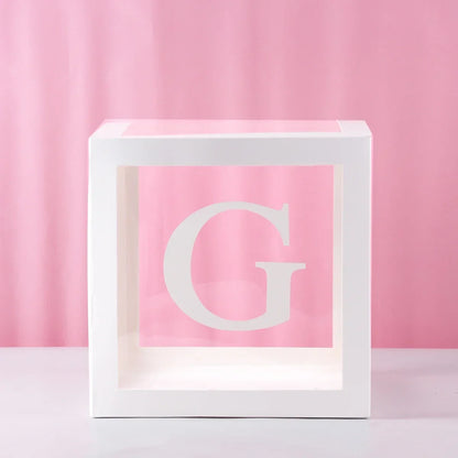 25/27cm Transparent Letter Baby Shower Box Birthday Wedding 1st Birthday Party Decorations Custom Cube Balloon with Letter Box