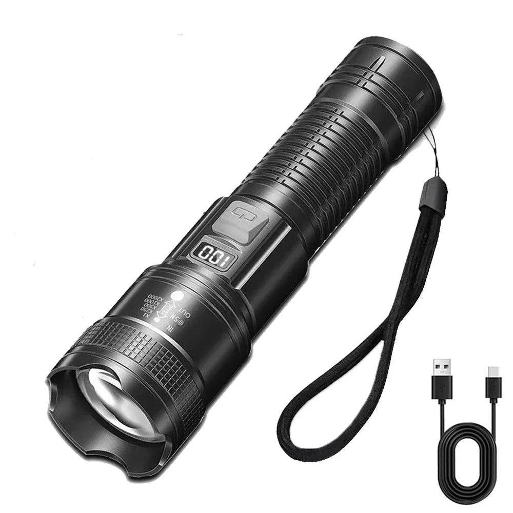 1600000 LM Super Bright Flashlight USB Rechargeable LED Long Range Tactical Torch Outdoor Waterproof Camping Fishing Lantern