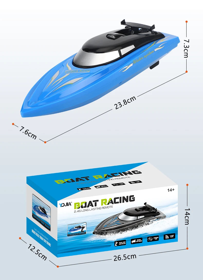 RC High-Speed ​​Boat 10Km/h 2,4G Vattentät fjärrkontrollbåtar Fartygsbåtar Fjärrkontroll Utomhusleksaker för barn Vuxenpresenter