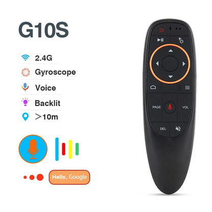 G10S Universal Voice Remote Control 2.4G trådlös bakgrundsbelyst IR-inlärning med Gyroscope Air Mouse Control för Android TV PC