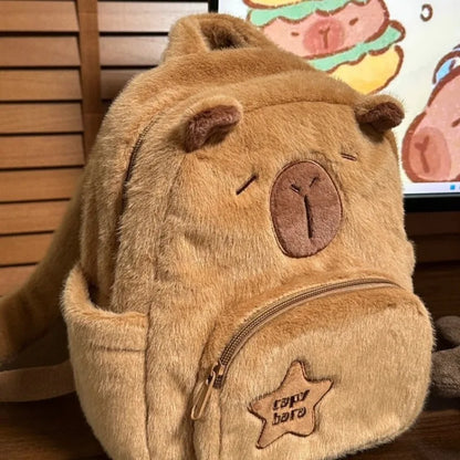 Capybara Plush Backpack Kawaii Fashion Plushie Doll Fur Bag Children's Bag Shoulder Bag Mini Knapsack Bags Gifts For Girlfriend