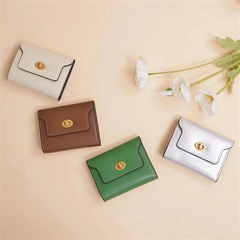 Custom Letters Fashion Women Short Wallet PU Leather Three Fold Wallet Small Coin Purse Ins Style Credit Card Holder Money Clip